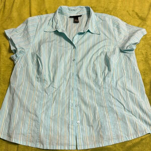Venezia Button Up Pastel Blue Yellow Stripes Sz 18/20